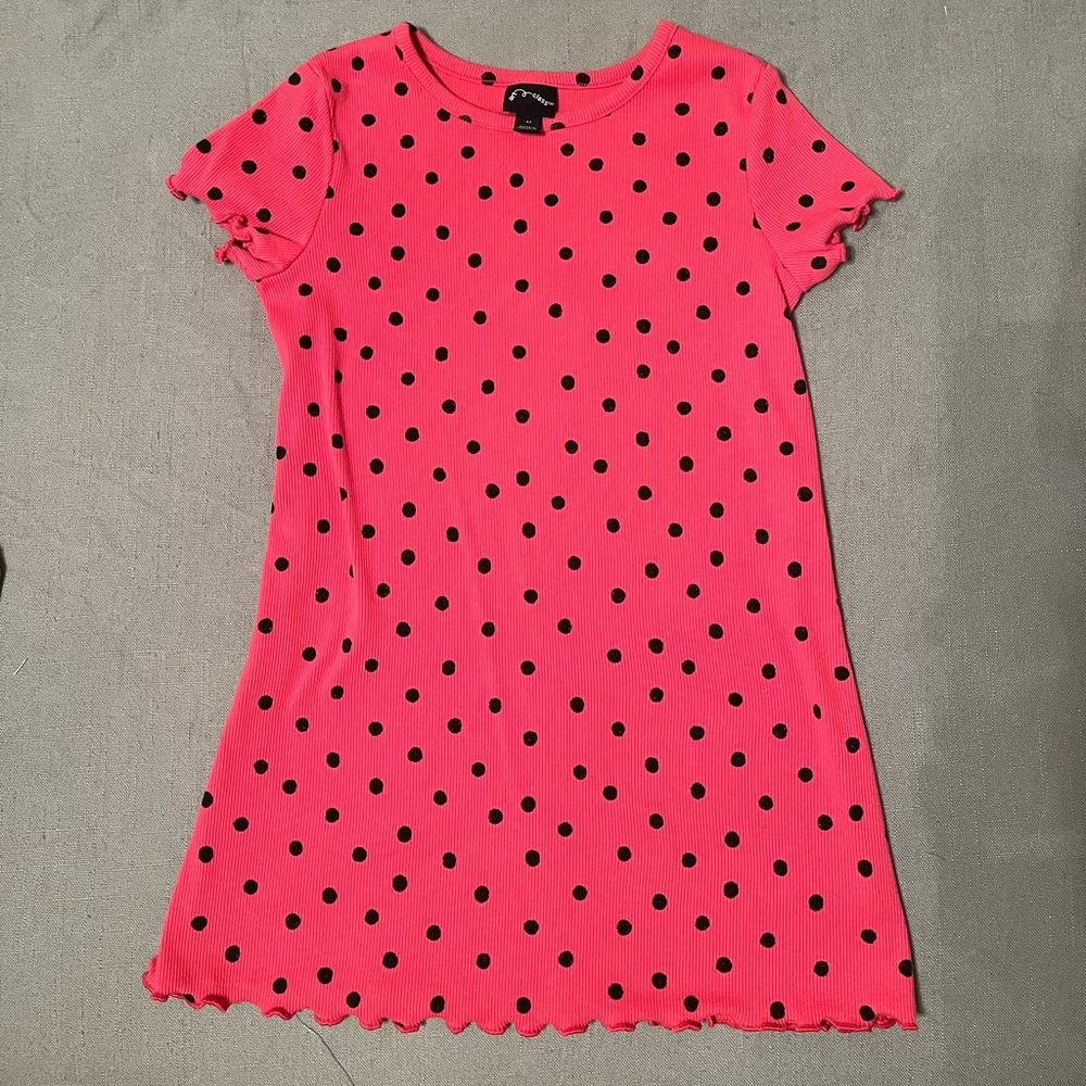 ART CLASS| Toddler Girl 4T Red & Black Polka Dot Ruffle Bottom & Sleeve Dress